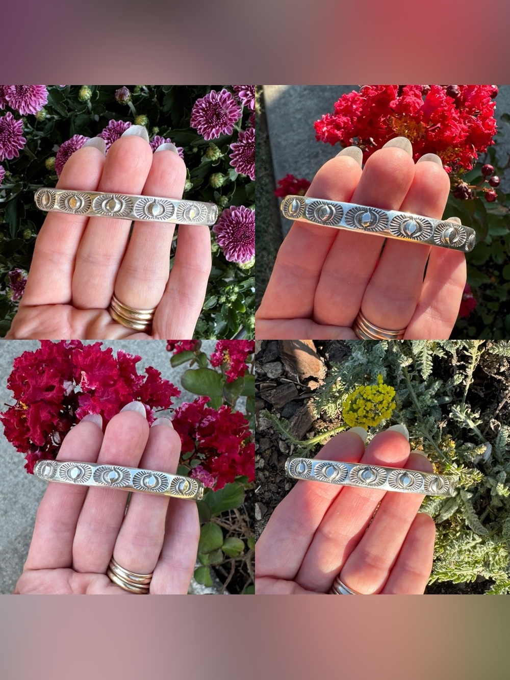 Trade 🌞 Numi Olive Heavyweight Hand Stamped Eye Cuff Bracelet M/L - Picture 8 of 16